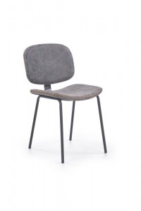 Scaun tapitat cu piele ecologica, cu picioare metalice Kai-278 Grey / Black, l47xA54xH79 cm