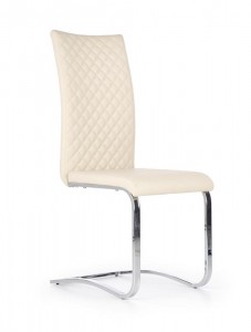 Scaun tapitat cu piele ecologica, cu picioare metalice Kai-293 Cream, l42xA56xH100 cm