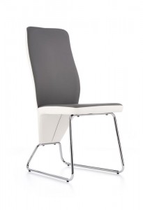 Scaun tapitat cu piele ecologica, cu picioare metalice Kai-299 White / Grey, l45xA57xH96 cm