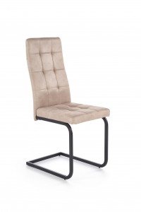 Scaun tapitat cu piele ecologica, cu picioare metalice Kai-310 Bej, l42xA57xH100 cm