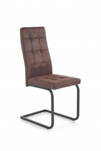 Scaun tapitat cu piele ecologica, cu picioare metalice Kai-310 Maro inchis, l42xA57xH100 cm