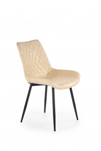 Scaun tapitat cu piele ecologica, cu picioare metalice Kai-313 Bej, l55xA61xH85 cm