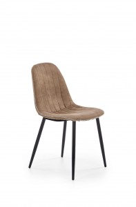 Scaun tapitat cu piele ecologica, cu picioare metalice Kai-328 Bej inchis, l53xA51xH80 cm