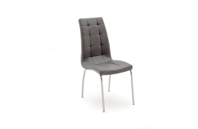 Scaun tapitat cu piele ecologica, cu picioare metalice Nina Grey, l43xA46xH95 cm