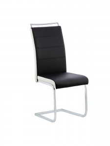 Scaun tapitat cu piele ecologica si picioare din metal Bettie Black, l42xA45xH102 cm