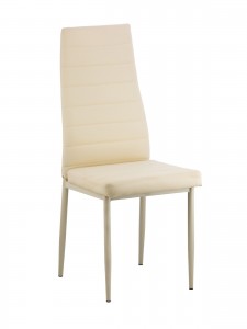 Scaun tapitat cu piele ecologica si picioare din metal Issay Cream, l39,5xA38xH96,5 cm