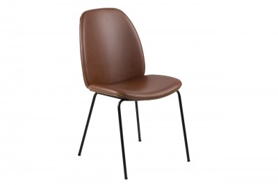 Scaun tapitat cu piele ecologica si picioare metalice Carmen Maro / Negru, l48,5xA63xH87,5 cm