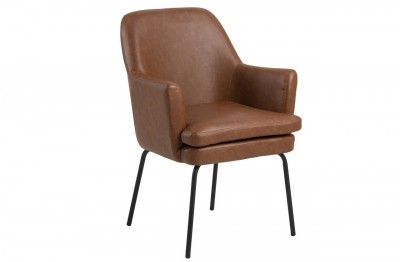 Scaun tapitat cu piele ecologica si picioare metalice Chisa Maro / Negru, l61xA61xH85 cm