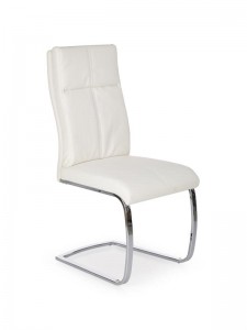 Scaun tapitat cu piele ecologica si picioare metalice, Kai-231 Alb / Crom, l45xA62xH106 cm