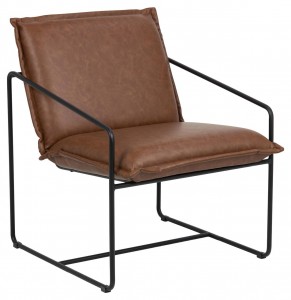 Scaun tapitat cu piele ecologica si picioare metalice Sheba Maro / Negru, l64xA75xH80 cm