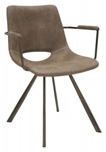 Scaun tapitat cu piele ecologica si picioare metalice Texas II Maro, l56xA59xH78 cm