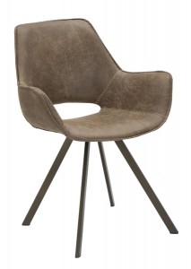 Scaun tapitat cu piele ecologica si picioare metalice Texas Maro, l62xA62xH82 cm