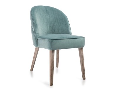 Scaun tapitat cu stofa, cu picioare de lemn Aristeo Velvet Blue, l51xA43xH78 cm