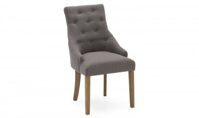 Set 2 scaune tapitate cu stofa, cu picioare de lemn Hobbs Grey, l50xA64xH98,5 cm