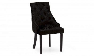 Set 2 scaune tapitate cu stofa, cu picioare de lemn Hobbs Velvet Black, l50xA64xH98,5 cm