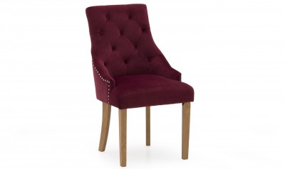 Set 2 scaune tapitate cu stofa, cu picioare de lemn Hobbs Velvet Crimson, l50xA64xH98,5 cm