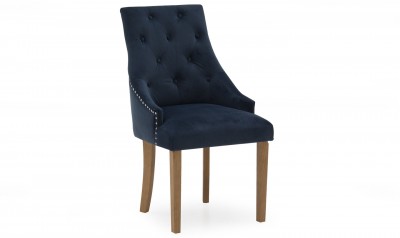 Set 2 scaune tapitate cu stofa, cu picioare de lemn Hobbs Velvet Midnight, l50xA64xH98,5 cm