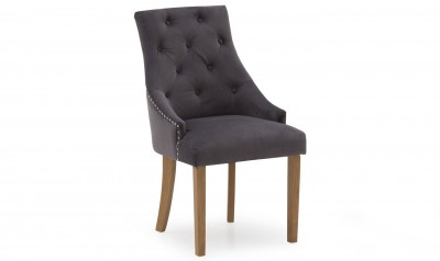 Set 2 scaune tapitate cu stofa, cu picioare de lemn Hobbs Velvet Misty, l50xA64xH98,5 cm