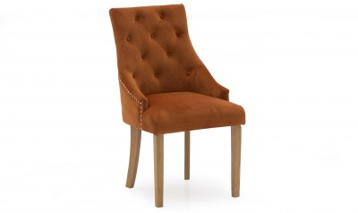 Set 2 scaune tapitate cu stofa, cu picioare de lemn Hobbs Velvet Pumpkin, l50xA64xH98,5 cm