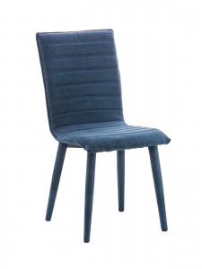 Scaun tapitat cu stofa cu picioare de metal tapitate Arabelle Dark Blue, l43xA42xH90,5 cm