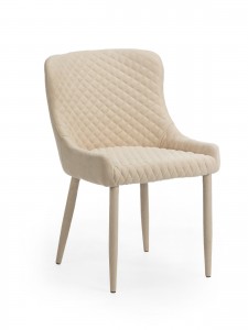 Scaun tapitat cu stofa cu picioare de metal tapitate Vanda Cream, l52xA46xH82 cm