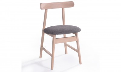 Set 2 scaune tapitate cu stofa, cu picioare din furnir Isla Beech / Grey, l47xA45,5xH75,5 cm