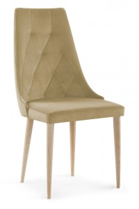 Scaun tapitat cu stofa, cu picioare din lemn Caren II Beige / Beech, l52xA55xH99 cm