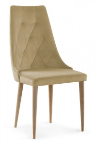 Scaun tapitat cu stofa, cu picioare din lemn Caren II Beige / Oak, l52xA55xH99 cm