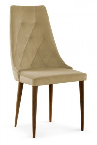 Scaun tapitat cu stofa, cu picioare din lemn Caren II Beige / Walnut, l52xA55xH99 cm