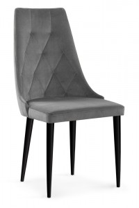 Scaun tapitat cu stofa, cu picioare din lemn Caren II Grey / Black, l52xA55xH99 cm