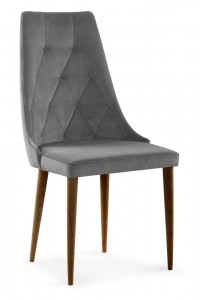 Scaun tapitat cu stofa, cu picioare din lemn Caren II Grey / Walnut, l52xA55xH99 cm