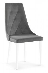 Scaun tapitat cu stofa, cu picioare din lemn Caren II Grey / White, l52xA55xH99 cm