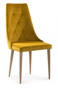 Scaun tapitat cu stofa, cu picioare din lemn Caren II Honey / Oak, l52xA55xH99 cm