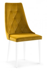 Scaun tapitat cu stofa, cu picioare din lemn Caren II Honey / White, l52xA55xH99 cm