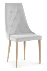 Scaun tapitat cu stofa, cu picioare din lemn Caren II Silver / Beech, l52xA55xH99 cm