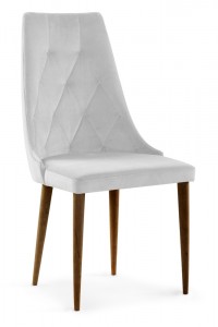 Scaun tapitat cu stofa, cu picioare din lemn Caren II Silver / Walnut, l52xA55xH99 cm