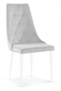 Scaun tapitat cu stofa, cu picioare din lemn Caren II Silver / White, l52xA55xH99 cm