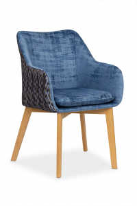 Scaun tapitat cu stofa, cu picioare din lemn Diamente Navy Blue / Beech, l56xA62xH84 cm