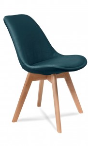 Scaun tapitat cu stofa, cu picioare din lemn Hugo Bottle Green / Beech, l48xA52xH83 cm