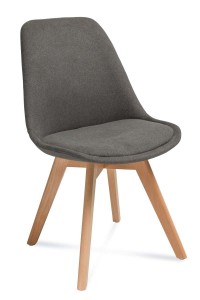 Scaun tapitat cu stofa, cu picioare din lemn Hugo Dark Grey / Beech, l48xA52xH83 cm