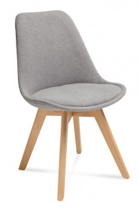 Scaun tapitat cu stofa, cu picioare din lemn Hugo Grey / Beech, l48xA52xH83 cm