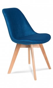 Scaun tapitat cu stofa, cu picioare din lemn Hugo Navy Blue / Beech, l48xA52xH83 cm