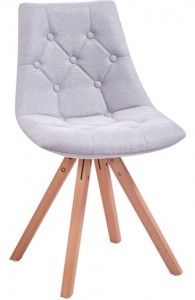 Scaun tapitat cu stofa, cu picioare din lemn King Light Grey / Beech, l49xA55xH83 cm