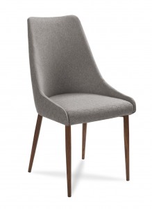 Scaun tapitat cu stofa, cu picioare din lemn Olivier Grey / Walnut, l48xA55xH99 cm