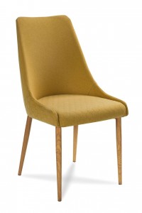 Scaun tapitat cu stofa, cu picioare din lemn Olivier Honey / Oak, l48xA55xH99 cm