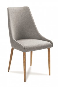 Scaun tapitat cu stofa, cu picioare din lemn Olivier Light Grey / Oak, l48xA55xH99 cm