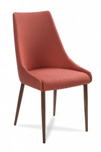 Scaun tapitat cu stofa, cu picioare din lemn Olivier Salmon / Walnut, l48xA55xH99 cm