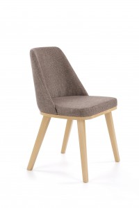 Scaun tapitat cu stofa, cu picioare din lemn Paolina Maro / Stejar, l52xA55xH81 cm