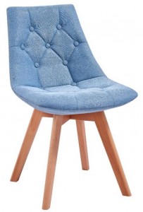 Scaun tapitat cu stofa, cu picioare din lemn Queen Blue / Beech, l49xA55xH80 cm