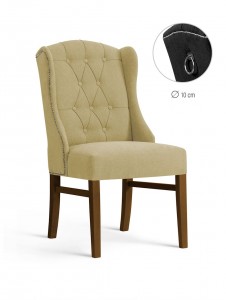 Scaun tapitat cu stofa, cu picioare din lemn Royal Beige / Walnut, l55xA74xH105 cm